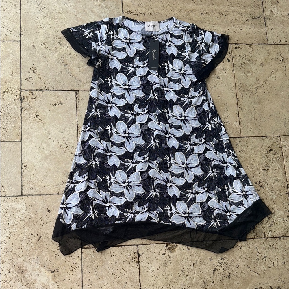 Black and White Floral Midi Dress